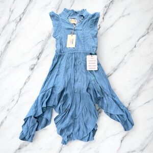 Joyfolie Alta Dress in Dusty Blue Ruffle
